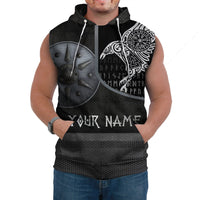 Custom Viking Sleeveless Hoodie Armor Raven Tattoo RLT12 - Wonder Print Shop