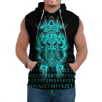 Viking Tyr Tattoo Cyan Sleeveless Hoodies RLT12 - Wonder Print Shop
