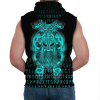 Viking Tyr Tattoo Cyan Sleeveless Hoodies RLT12 - Wonder Print Shop