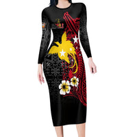 papua-new-guinea-independence-long-sleeves-bodycon-dress-png-kumuls-tribal-crocodile