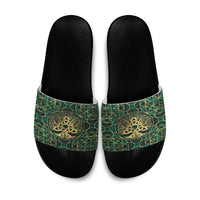 viking-slide-sandals-tree-of-life-with-triquetra-malachite-and-gold-slide-sandals
