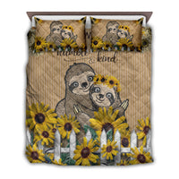 Sloth Couple Happiness Forever Sunflower Quilt Bed Set - Wonder Print Shop