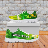 (Custom Personalised) Hawaii Pineapple Sneakers Plumeria Frangipani Mix Tribal Pattern LT13 - Wonder Print Shop