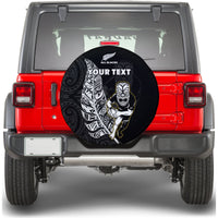 Custom Personalised New Zealand 2022 Rugby Spare Tire Cover All Black Silver Fern Maori Pattern Version Black - Wonder Print Shop
