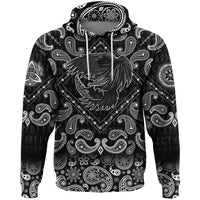 Viking Hoodie Special Raven with Bandana Paisley Style RLT12 - Wonder Print Shop