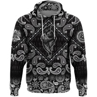 Viking Hoodie Stylized Crows Decorative Bird Line Art Rook with Bandana Paisley Style RLT12 - Wonder Print Shop