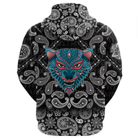 Viking Hoodie Stylized Wolf with Bandana Paisley Style RLT12 - Wonder Print Shop