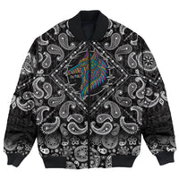 Viking Bomber Jacket Stylized dog in ethnic dark with Bandana Paisley Style RLT12 - Wonder Print Shop