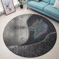 viking-carpet-stylized-dog-in-ethnic-dark-round-carpet