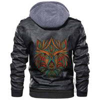 Viking Stylized Wolf In Ethnic Dark Background Leather Jacket RLT12 - Wonder Print Shop
