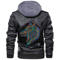 Viking Stylized Dog in Ethnic Dark Leather Jacket RLT12 - Wonder Print Shop