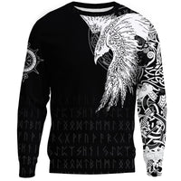 Viking Sweatshirt Mystical Raven Tattoo Special RLT12 - Wonder Print Shop