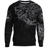 Viking Sweatshirt - Fenrir Norse Wolf Thunderstorm RLT12 - Wonder Print Shop