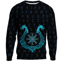 Viking Sweatshirt, Aegishjalmur Helm Of Awe Blue Edition RLT12 - Wonder Print Shop