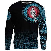 Viking Sweatshirt - Raven Celtic Cyan Tattoo RLT12 - Wonder Print Shop