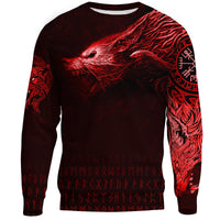 Viking Sweatshirt - Fenrir Wolf Red RLT12 - Wonder Print Shop