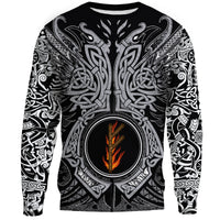 Viking Sweatshirt - Fehu Rune, Raven Tattoo RLT12 - Wonder Print Shop