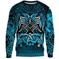 Viking Sweatshirt - Othala and Raven Blue RLT12 - Wonder Print Shop