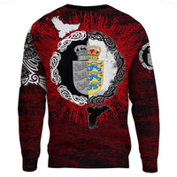 Viking Sweatshirts - Denmark Raven Of Odin and Symbol Viking On Blood Background RLT12 - Wonder Print Shop