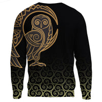 Viking Sweatshirts Owl Celtic On Triskele Background RLT12 - Wonder Print Shop