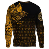 Viking Sweatshirt - The Raven Of Odin Rune, Gold RLT12 - Wonder Print Shop