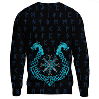 Viking Sweatshirt, Aegishjalmur Helm Of Awe Blue Edition RLT12 - Wonder Print Shop