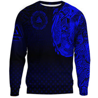 Viking Clothing Viking Odin Raven Tattoo Style Blue Version Sweatshirts RLT12 - Wonder Print Shop