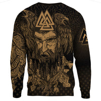 Viking Clothing Viking Odin Raven Tattoo Style Gold Version Sweatshirts RLT12 - Wonder Print Shop