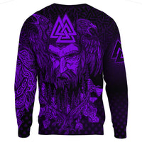 Viking Clothing Viking Odin Raven Tattoo Style Purple Version Sweatshirts RLT12 - Wonder Print Shop