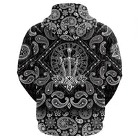 Viking Hoodie Sword Wolf Logo with Bandana Paisley Style RLT12 - Wonder Print Shop