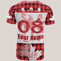Custom Fathers Day Canada Hockey T Shirt Maple Leaf Tartan - Wonder Print Shop