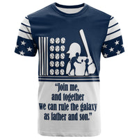 Custom Fathers Day America Dad and Son Baseball Player T Shirt Blue No.1 - Wonder Print Shop