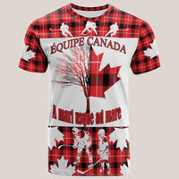 Custom Fathers Day Canada Hockey T Shirt Maple Leaf Tartan - Wonder Print Shop