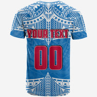 Custom And Number Toa Samoa Rugby T Shirt Blue Sky LT6 - Wonder Print Shop