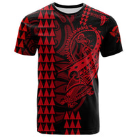 Warrior T-shirt in black with red tribal pattern and red face graphic