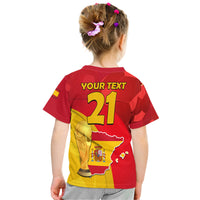 Custom Spain Football Champions T Shirt Spain Coat Of Arms And Trophy - Wonder Print Shop