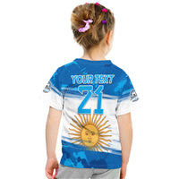 Custom Argentina Sol de Mayo La Albiceleste Flag Style T Shirt Blue - Wonder Print Shop