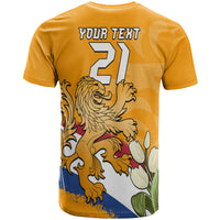 Custom Netherlands Football Flag Mix Tulip Flower T Shirt - Wonder Print Shop