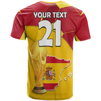 Custom Spain Football Champions T Shirt Spain Flag With Soccer Ball - Wonder Print Shop