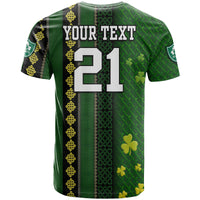 Custom Ireland Celtic Knot Rugby T Shirt Irish Gold and Green Pattern - Wonder Print Shop