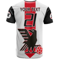 Custom Japan Football T Shirt The Yatagarasu Holding A Red Ball - Wonder Print Shop