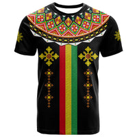 Custom Ethiopia Cross T Shirt Geometric Ethnic - Wonder Print Shop