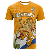 Custom Netherlands Football Flag Mix Tulip Flower T Shirt - Wonder Print Shop
