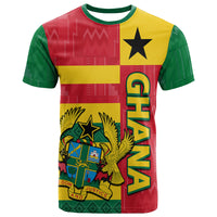 Custom Ghana Football Flag Color Mixed Kente Pattern T Shirt - Wonder Print Shop