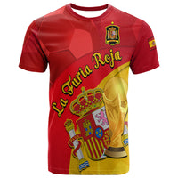 Spain Football Champions T Shirt Spain Coat Of Arms And Trophy - Wonder Print Shop