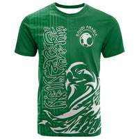 Saudi Arabia Football Falcon Bird And Arabic Text T Shirt - Wonder Print Shop