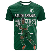 Custom Saudi Arabia Football with Flag Background T Shirt - Wonder Print Shop