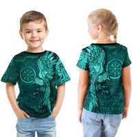 Viking Clothing Vegvisir With Raven Viking Compass T Shirt Cyan Version RLT12 - Wonder Print Shop