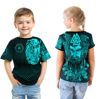Viking Clothing Viking Odin Raven Tattoo Style Cyan Version T Shirt RLT12 - Wonder Print Shop