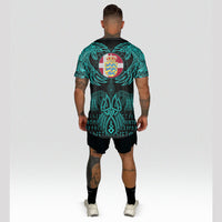 Viking Denmark T Shirt Valknut of Odin Cyan RLT12 - Wonder Print Shop